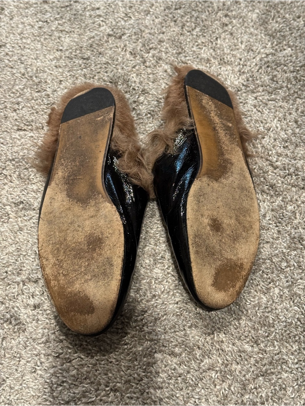 Gucci Princeton Gucci Black Leather Fur-Lined Horsebit Mules - Picture 3 of 4